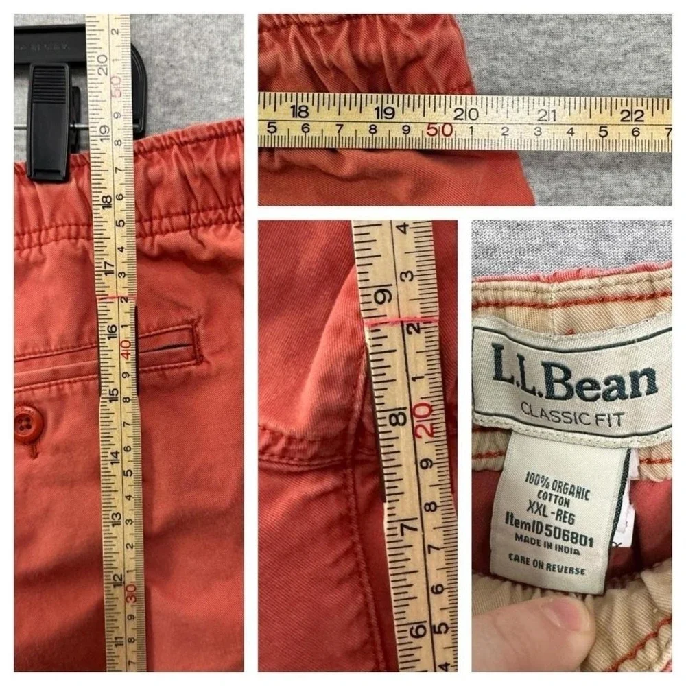 L.L. Bean Cotton Shorts Men's XXL Classic Fit Salmon Drawstring Dad Coastal